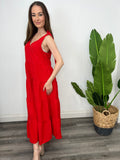 RIVER DAYS RED CREPE MAXI