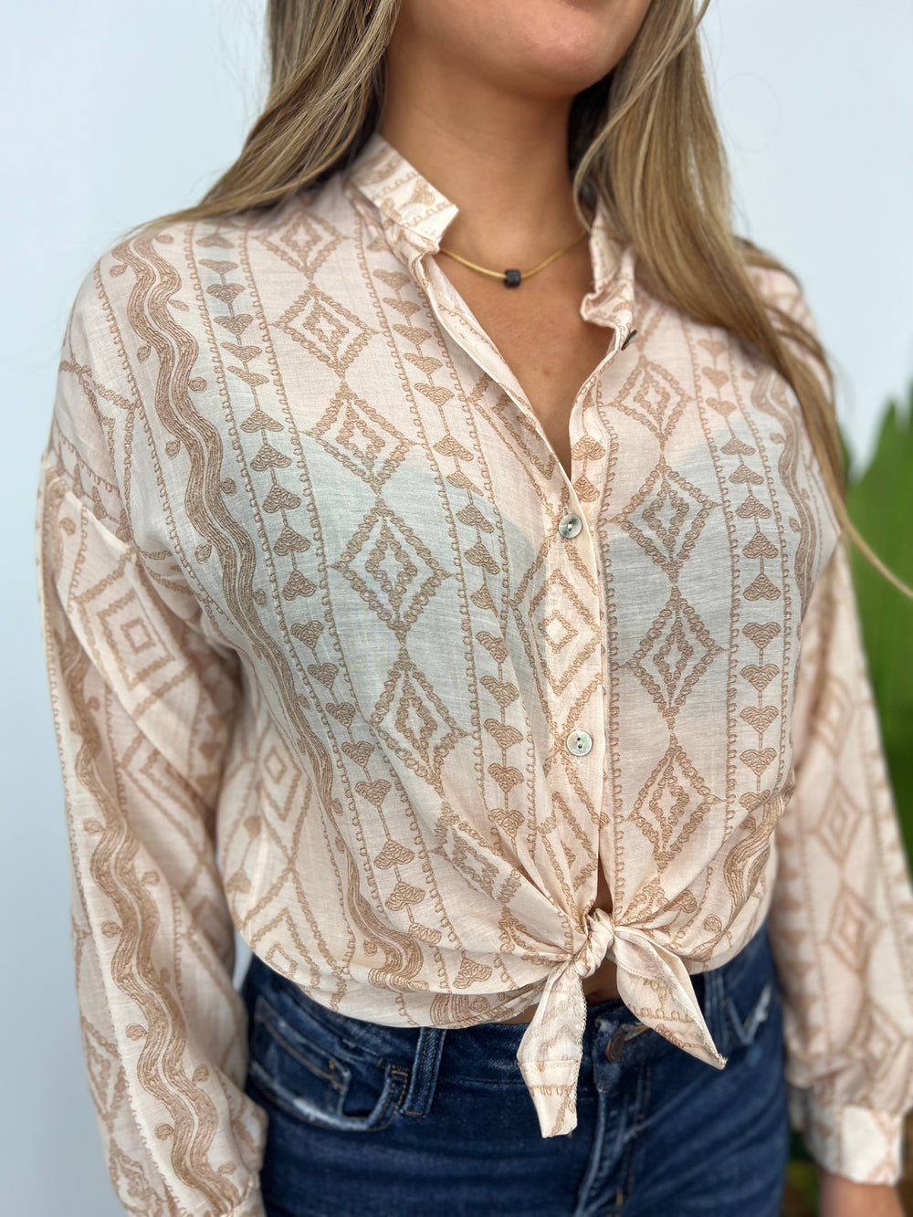 SINA MOCHA AZTEC BLOUSE