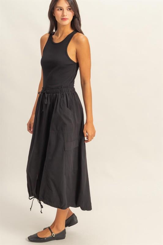 TRACE BLACK PARACHUTE DRESS