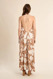 CHLOE BEIGE SKETCH HALTER MAXI