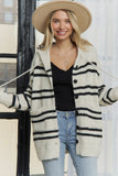 VIC STRIPE SOFT HOODED CARDI BUTTONUP