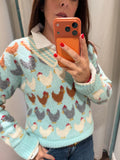 LIGHT BLUE CHIRP CHICKENS WOOL SW DR BL