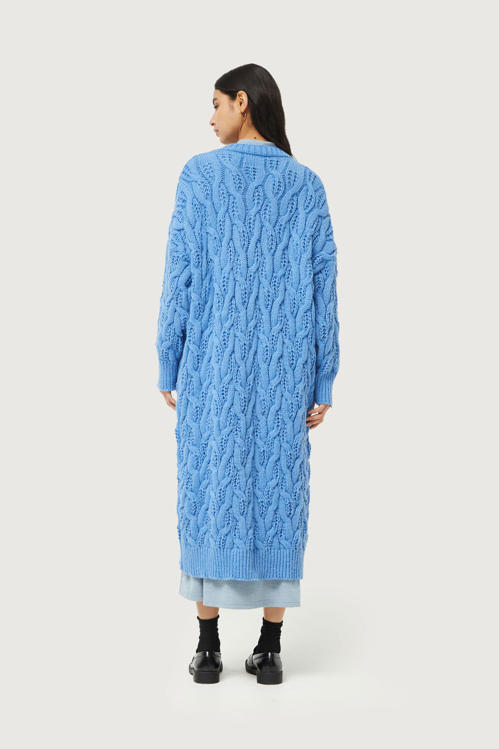 MID OCTOBER BLUE KNIT DUSTER