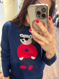 POLAR BEAR MAPLE LEAF NAVY SWEATER