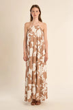 CHLOE BEIGE SKETCH HALTER MAXI