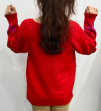 DIRA RED BIG PINK HEART SWEATER