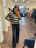 HEENA NAVY STRIPE TAPERED SWEATER