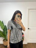 KAY FLUTTER SEQUIN SILVEER TEE