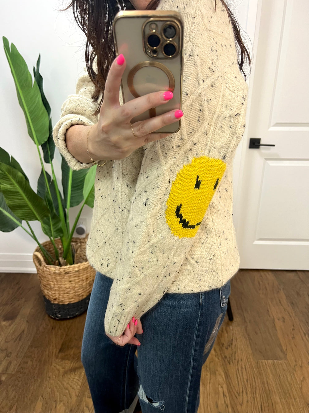 BATHAV SPECKLED CREAM L/S TUNIC DRESS