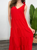 RIVER DAYS RED CREPE MAXI