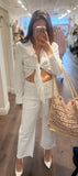 LINA GAUZE WHITE SHORT TIE UP SHIRT