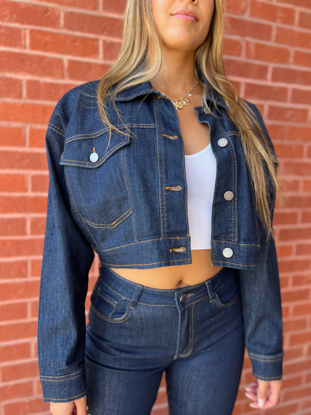 CANDI DARK CROP DENIM JACKET