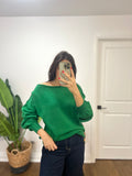 GREEN INSIDE OUT BIG SLV SWEATER