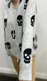 HAPPY SKULLS GREY KNIT HOODIE