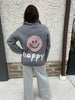 HAPPY PINK FACE GREY KNIT SWEATER