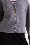 GREY COLOURFUL BUTTONS CARDI