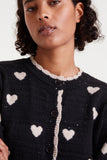 BEDAZ WHITE HEARTS BLK WHITE CARDIGAN