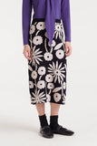 TOFU MIDI KNIT SKIRT BLK WHITE FLORAL