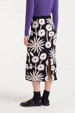 TOFU MIDI KNIT SKIRT BLK WHITE FLORAL