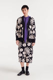 TOFU MIDI KNIT SKIRT BLK WHITE FLORAL