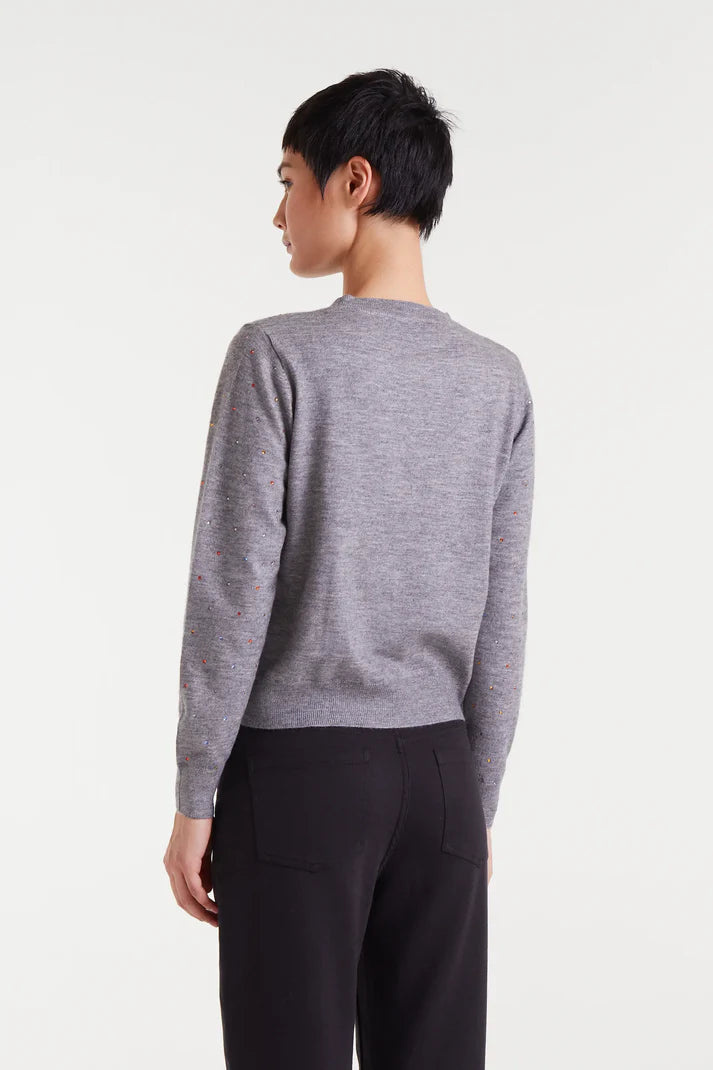 MARLENE GREY COLOURED STONES SWEATER