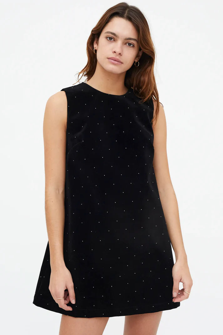 VELVET RHINESTONES MINI ALINE DR