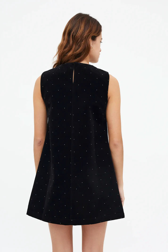 VELVET RHINESTONES MINI ALINE DR