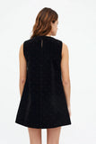 VELVET RHINESTONES MINI ALINE DR