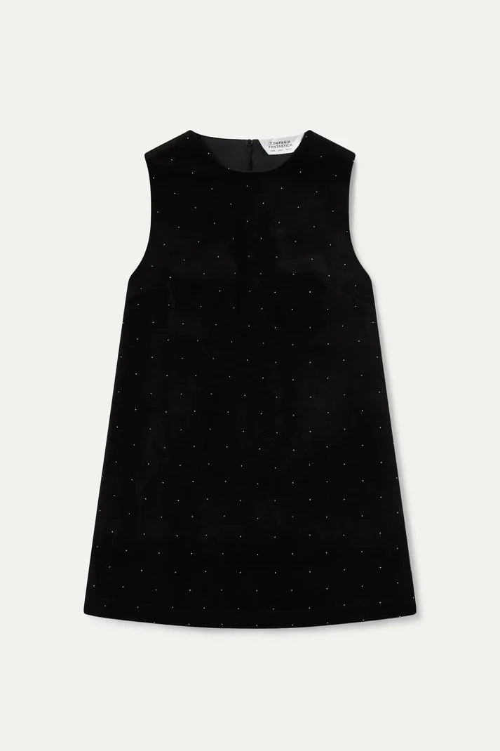 VELVET RHINESTONES MINI ALINE DR
