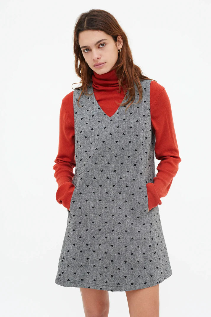 HEARTS TWEED GREY DRESS
