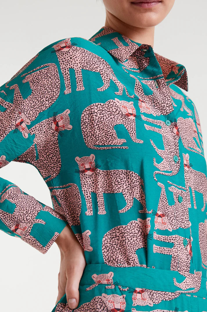 ONCA LEOPARD DESIGN GREEN SHIRT