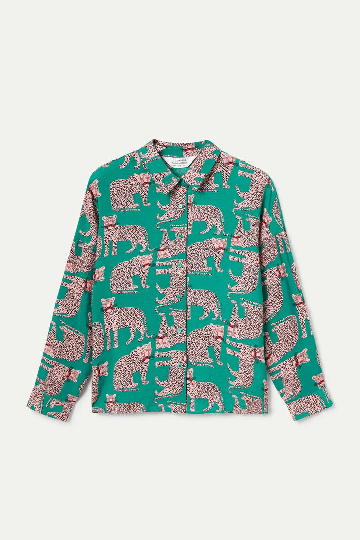 ONCA LEOPARD DESIGN GREEN SHIRT