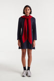 NAVY KNIT MINI POLKA DRESS L/S