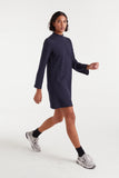 NAVY KNIT MINI POLKA DRESS L/S