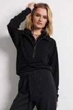 DOUBLE HALF ZIP HEATHER BLACK LOUNGE SW