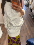 COWLILLY FRINGE FADED WHITE JACKET