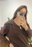 UMBER BROWN SOFT KNIT QUARTER ZIP