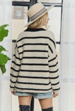 DEIDRE BLK STRIPE CHUNKY CARDI