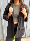 SORAYA FLEECE JEWELED BLACK BLAZER