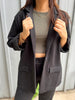 SORAYA FLEECE JEWELED BLACK BLAZER