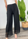 DILETTA BLACK SILK PULL UP PANT