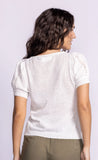 MADDI MESH SQ NECK WHITE TOP