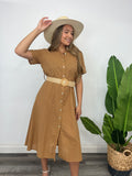 CARAMEL EYELET SHIRT DR W/BELT