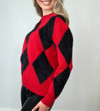 ARGYLE SINGS RED SWEATER