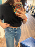 BUBBLE HEM BLACK TEE