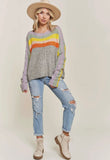 H GREY COLOUR STRIPE LIGHT SWEATER