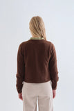 RED BUTTONS BROWN KNIT CARDI