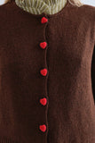 RED BUTTONS BROWN KNIT CARDI