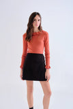 RUSTY RUFFLE RIB KNIT SWEATER TOP