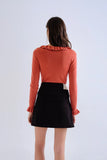 RUSTY RUFFLE RIB KNIT SWEATER TOP